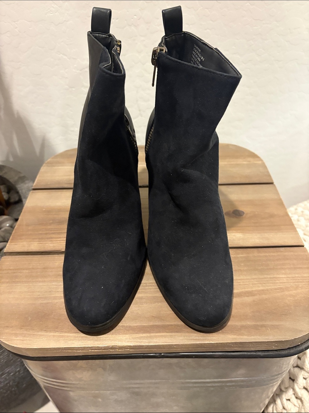 Shoe Dazzle Black Suede Ankle Booties with Side Zip